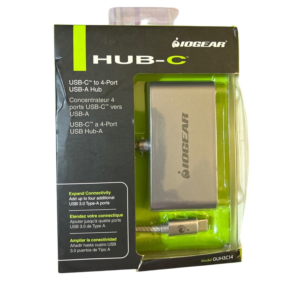 IOGEAR HUB-C USB-C to 4-Port USB-A Hub 3.0 5Gbps Mac PC Gray GUH3C14 NEW